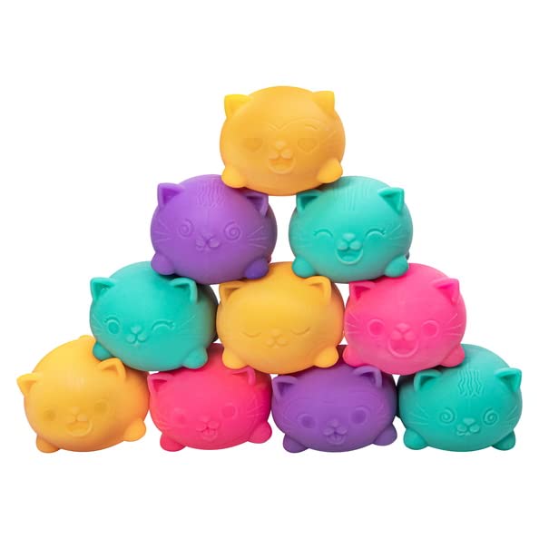 Schylling NeeDoh Teenie Cool Cat - Sensory Squeeze Toy - Contains 3 Mini Groovy Globs - 1.5" Wide - Color May Vary (Pack of 1)