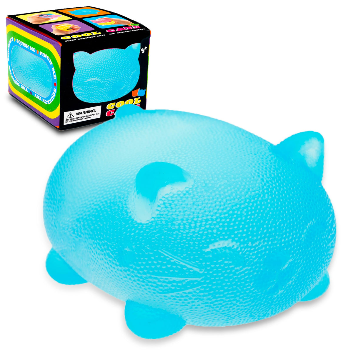 Schylling NeeDoh Teenie Cool Cat - Sensory Squeeze Toy - Contains 3 Mini Groovy Globs - 1.5" Wide - Color May Vary (Pack of 1)